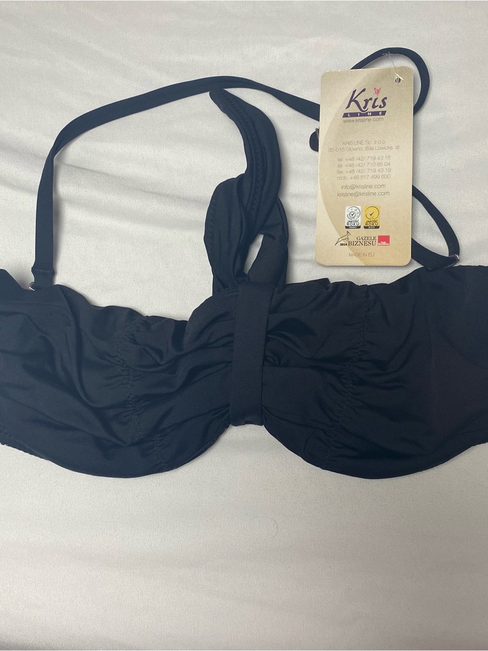 Black Bandeau Bikini Top with Removable Strap